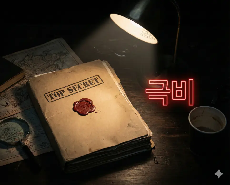 최고 수준의 보안이 유지되어야 하는 기밀 사항인 극비를 상징하는 시각 자료