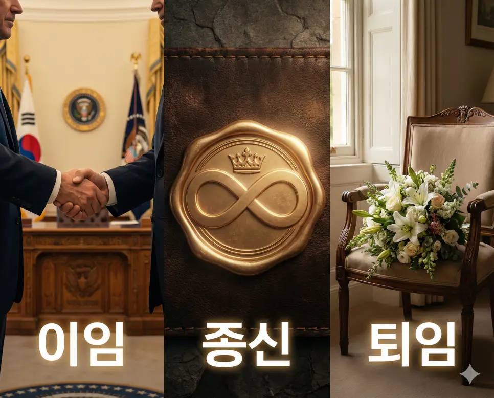 이임의 인계, 종신의 명예, 퇴임의 마무리를 통합적으로 보여주는 시각 자료