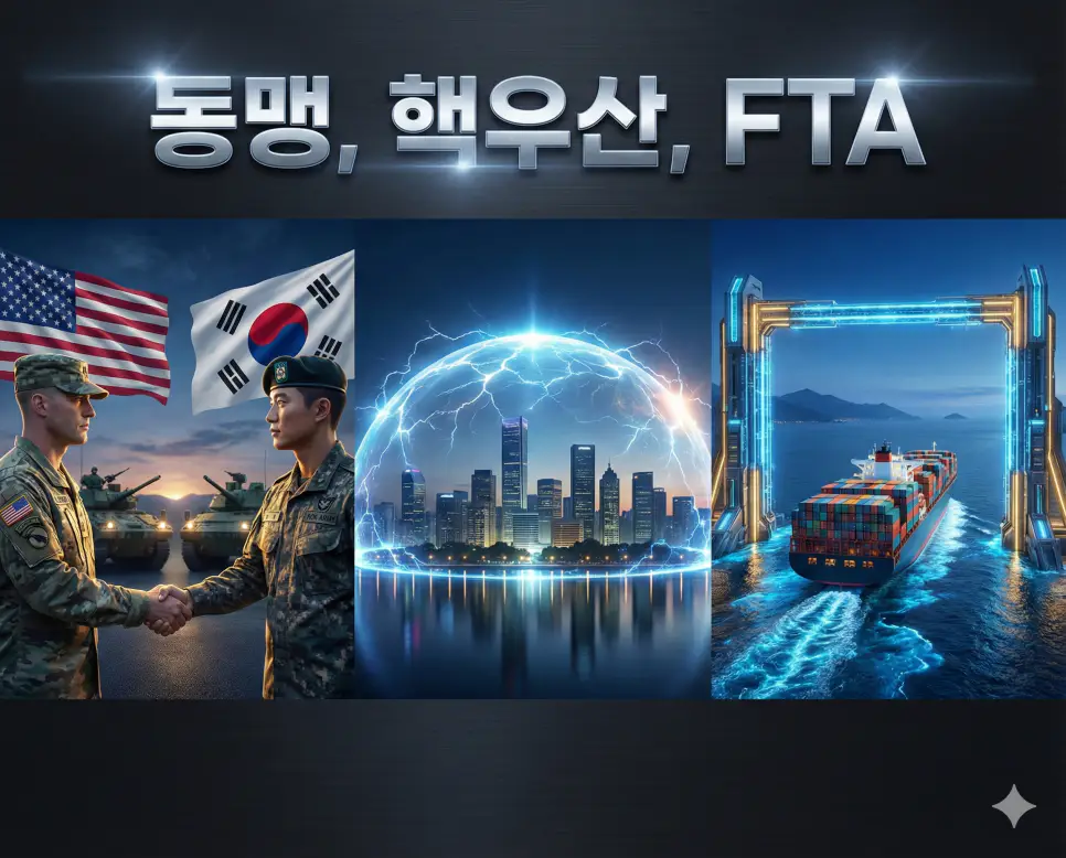 동맹, 핵우산, FTA의 개념과 국제 사회의 상호작용을 세련된 구도로 통합한 종합 가이드 이미지