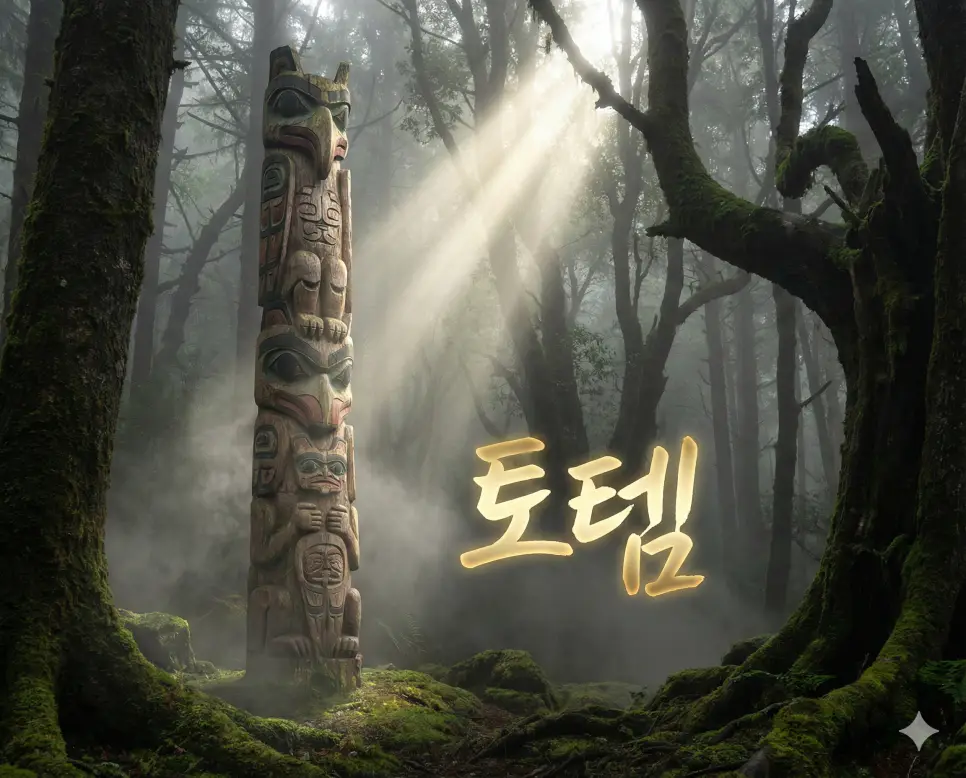 부족이나 씨족의 상징이자 수호신으로 숭배되는 동식물이나 물건인 토템 이미지