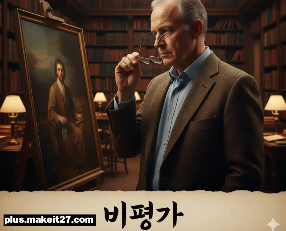 예술의 본질을 통찰하고 날카롭게 분석하는 비평가의 지적인 모습과 품격 있는 한글 흘림체 디자인