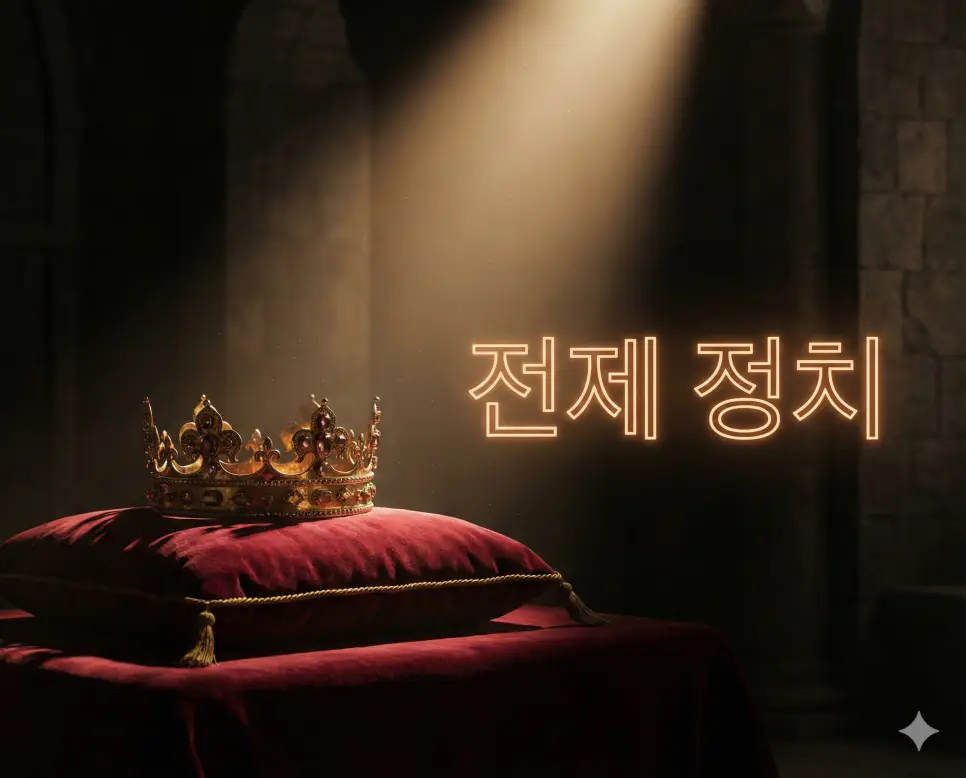 전제 정치 뜻인 통치자가 아무런 제약 없이 절대적인 권력을 행사하는 정치 체제를 시각화한 실사 이미지