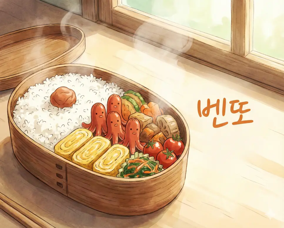 일본식 도시락을 의미하는 벤또 뜻과 정갈하게 담긴 도시락 애니메이션 이미지