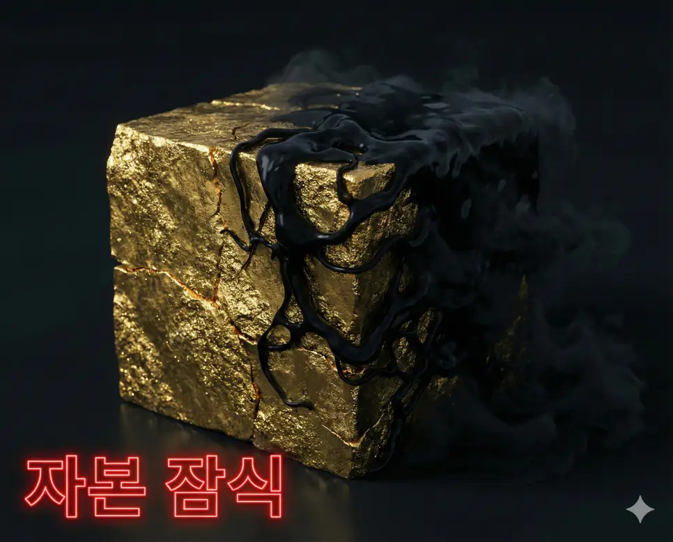 자본 잠식 뜻인 적자가 쌓여 기업의 자본금이 깎여 나가는 상태를 상징적으로 표현한 이미지