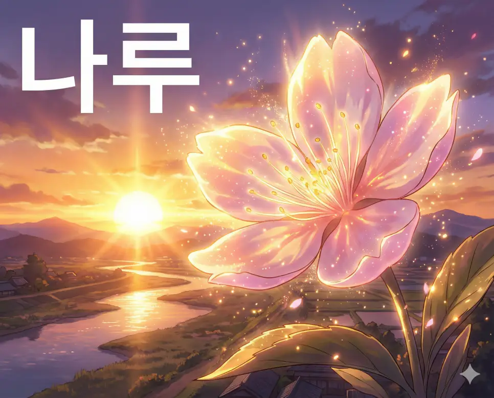 ~이 되다 혹은 이루어지다라는 변화의 의미가 담긴 나루 뜻을 표현한 희망차고 고퀄리티인 애니메이션 작화 이미지입니다.