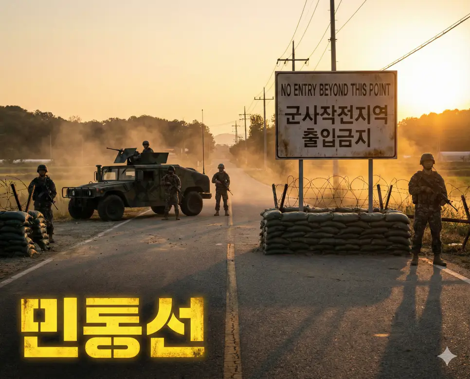 군사 시설 보안과 안보를 위해 민간인의 출입을 제한하는 경계선인 민통선의 모습