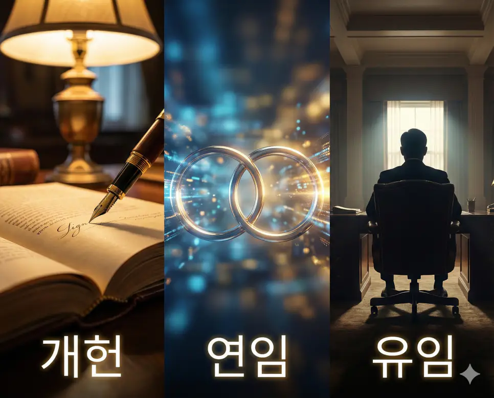 개헌의 개혁성, 연임의 연속성, 유임의 안정성을 통합적으로 보여주는 시각 자료