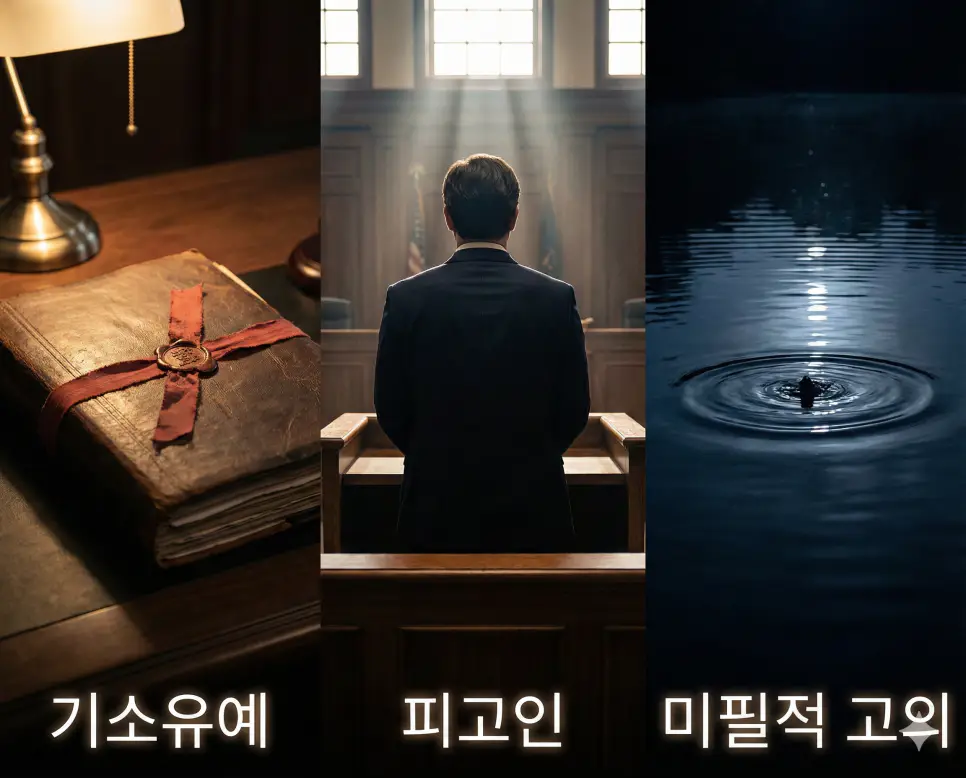 기소유예의 재량, 피고인의 법적 지위, 미필적 고의의 심리 상태를 통합적으로 보여주는 시각 자료