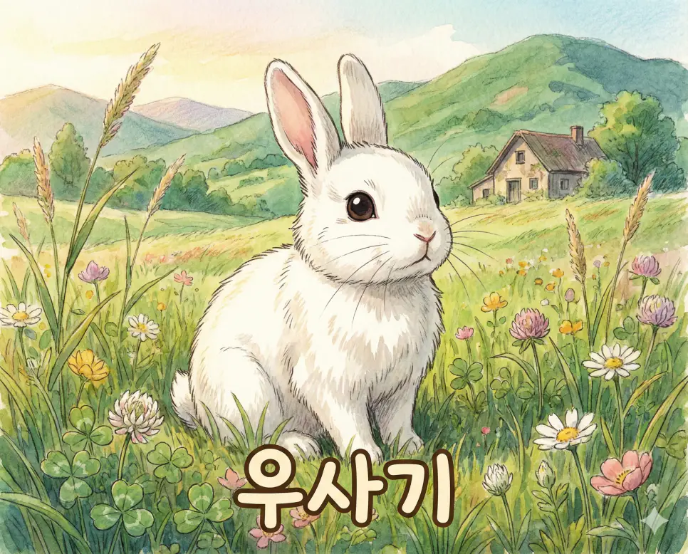 토끼를 의미하며 귀엽고 친근한 이미지를 가진 우사기 뜻을 표현한 진짜 일본 애니메이션 작화 스타일 이미지입니다.