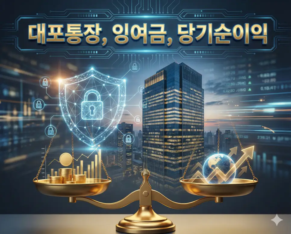 대포통장, 잉여금, 당기순이익의 개념을 통해 금융 안전과 기업 가치를 설명하는 종합 가이드 이미지