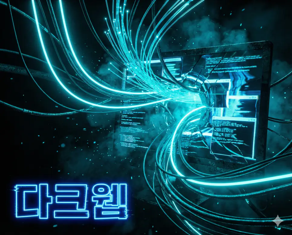 다크웹 뜻인 특정 브라우저로만 접속 가능한 익명 기반의 숨겨진 네트워크를 시각화한 이미지