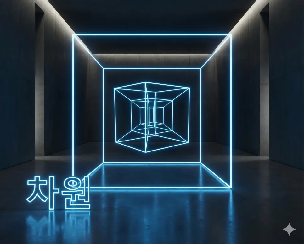 차원 뜻인 공간이나 시간을 나타내는 기본적인 축과 그 층위를 상징적으로 묘사한 이미지