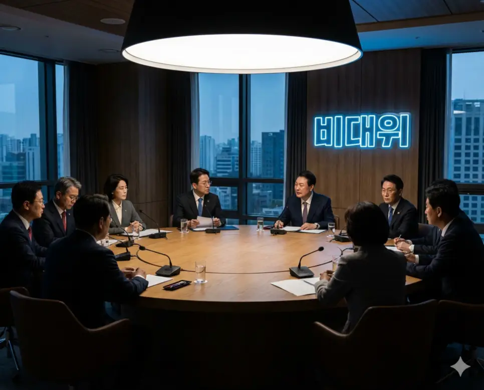 당의 위기 상황을 수습하기 위해 임시로 구성된 지도부인 비상대책위원회 이미지