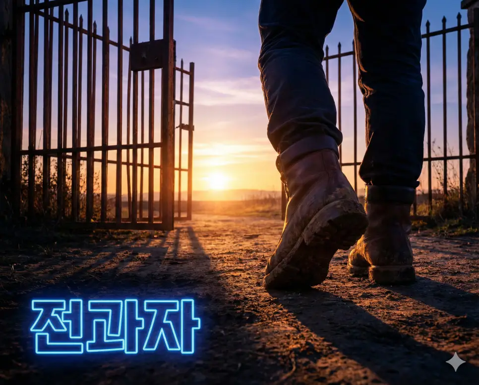 전과자 뜻인 이전에 죄를 지어 처벌받은 기록이 있는 사람을 상징적으로 표현한 이미지