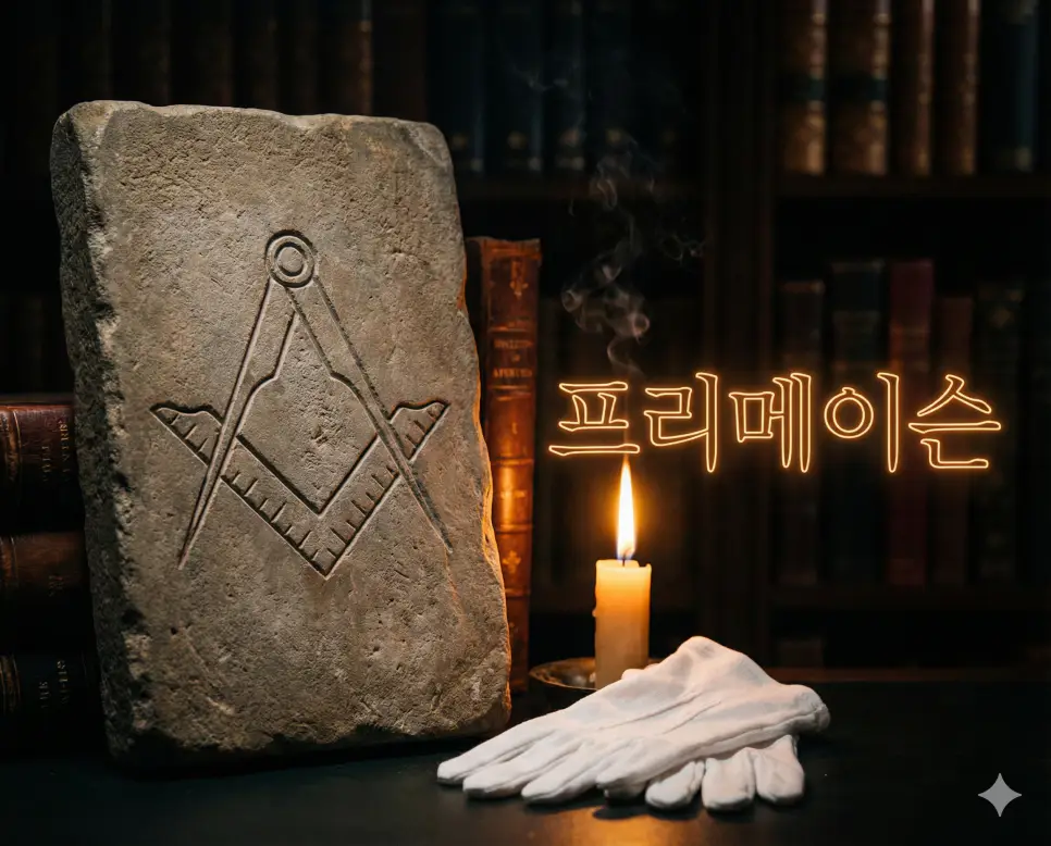 프리메이슨 뜻인 석공 조합에서 유래한 세계 최대의 비밀 우애 단체를 상징하는 이미지