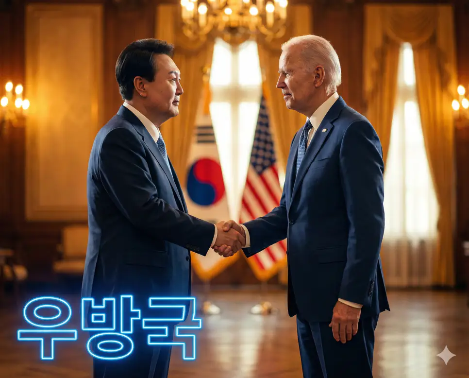 우방국 뜻인 정치, 경제, 군사적으로 긴밀한 도움을 주고받는 친한 나라를 상징적으로 표현한 이미지