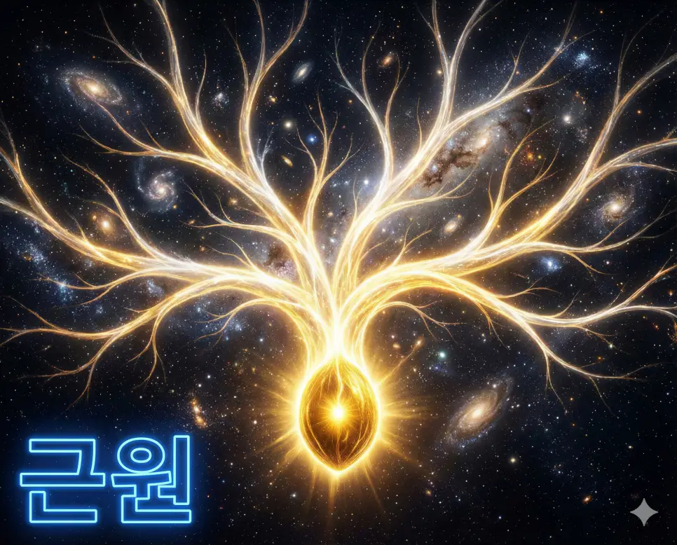 근원 뜻인 사물이 생겨나는 본바탕이나 모든 존재의 시작점을 상징적으로 표현한 이미지