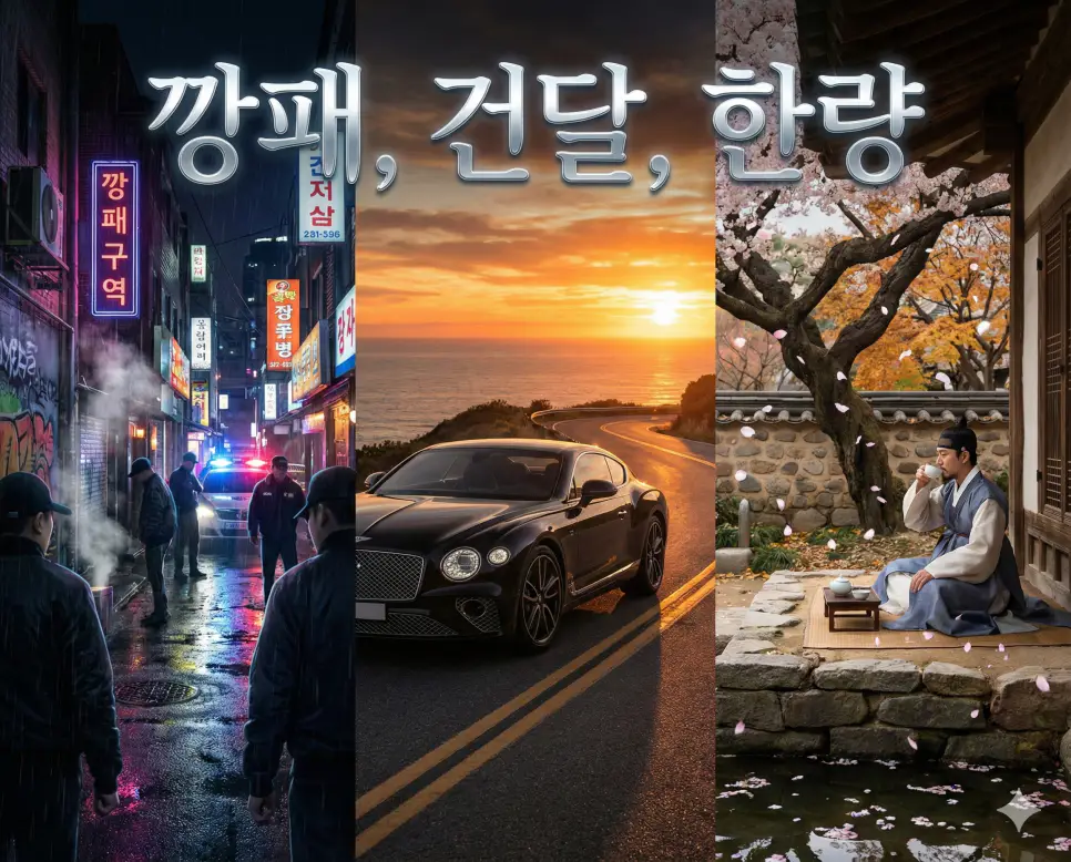 깡패, 건달, 한량의 정체성과 삶의 방식을 한눈에 보여주는 고화질 종합 가이드 이미지