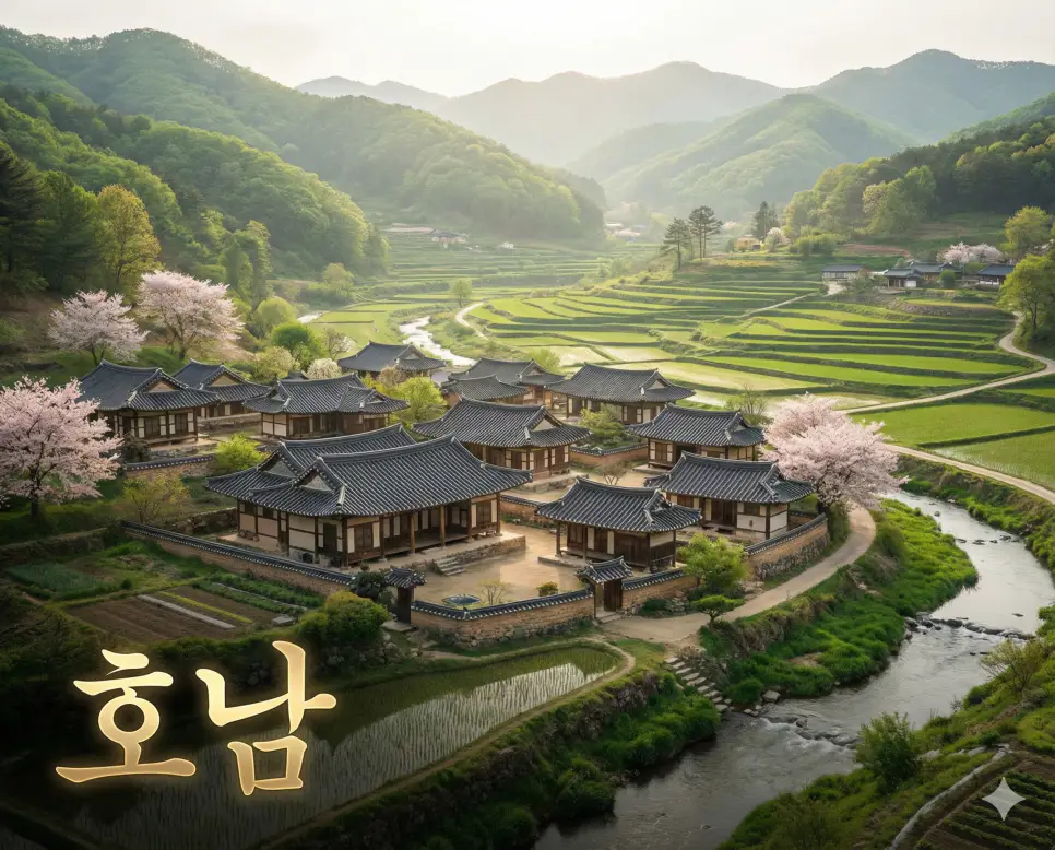 전라남도와 전라북도를 통틀어 일컫는 유서 깊은 지역인 호남을 나타내는 이미지