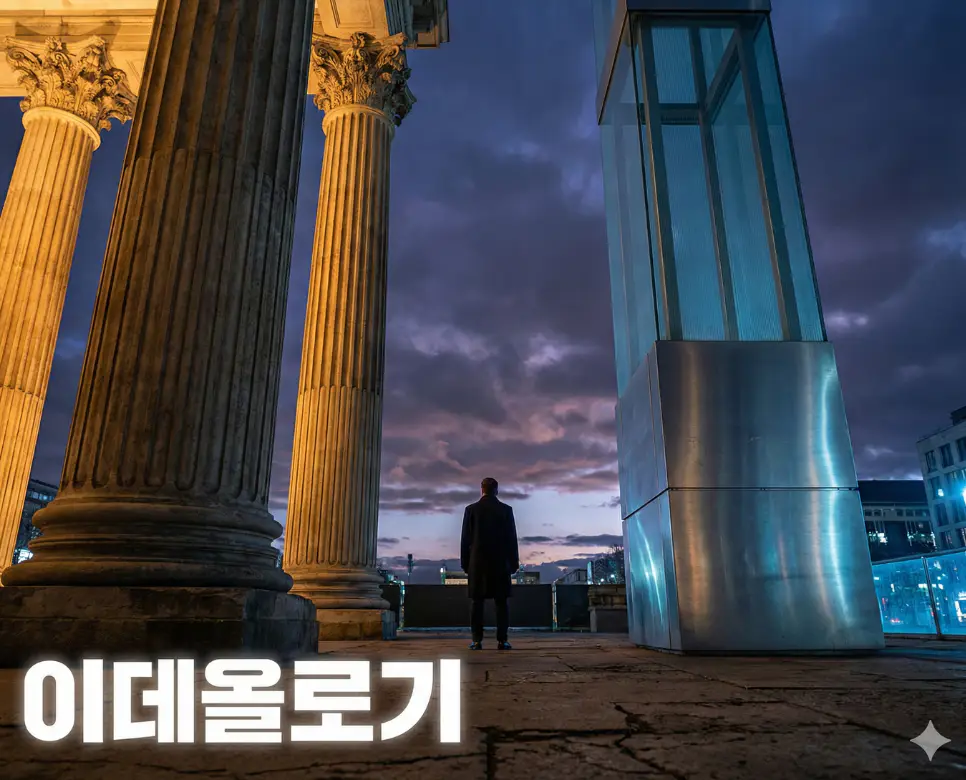 이데올로기 뜻을 상징하는 가치관의 충돌과 신념의 틀을 철학적인 분위기로 표현한 이미지