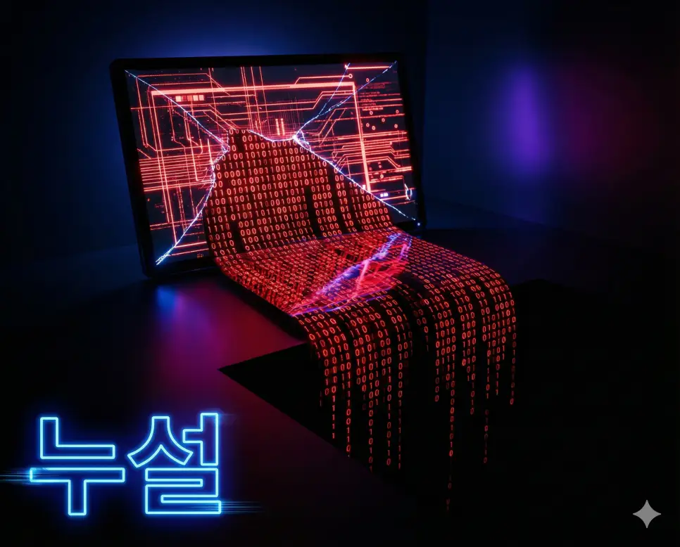 누설 뜻인 비밀로 지켜져야 할 정보가 외부로 새어 나가는 현상을 상징적으로 표현한 이미지