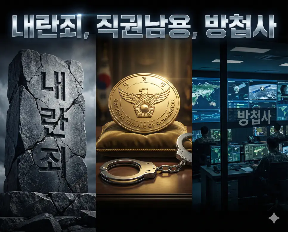 내란죄, 직권남용, 방첩사의 개념과 법적·안보적 현상들을 세련된 구도로 통합한 종합 가이드 이미지