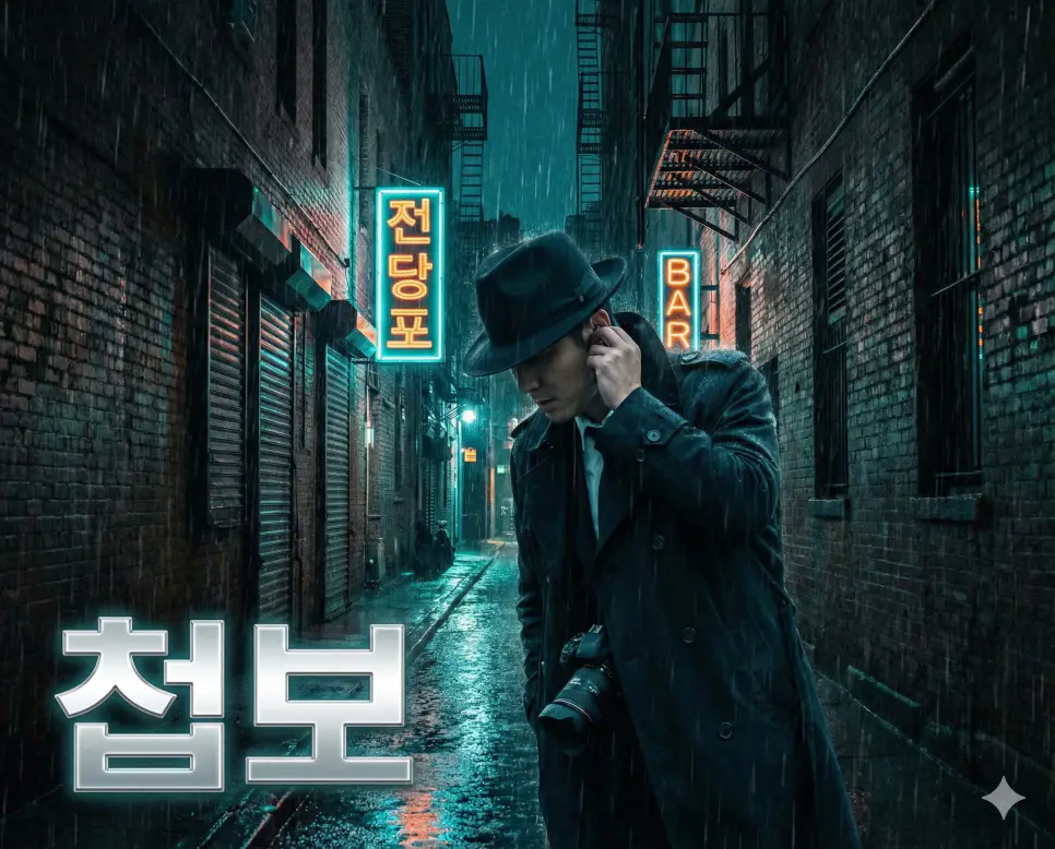 적의 정보를 수집하고 분석하는 은밀한 활동인 첩보를 묘사한 이미지