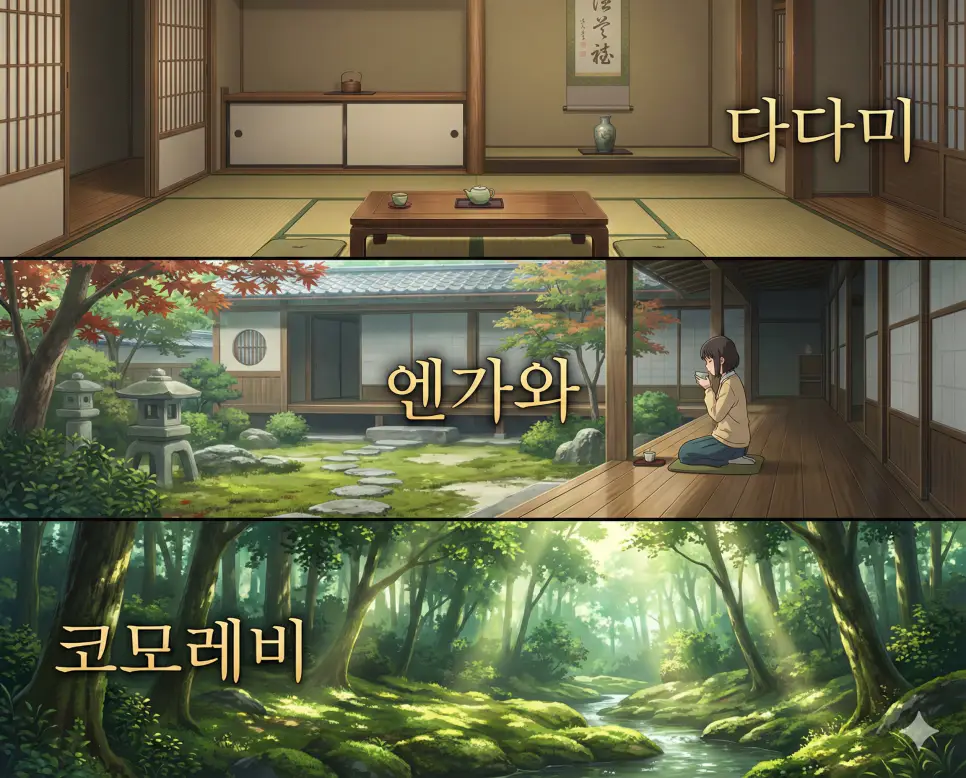 일본 전통 주거 문화와 감성을 한눈에 보여주는 다다미, 엔가와, 코모레비 뜻 통합 가이드 이미지
