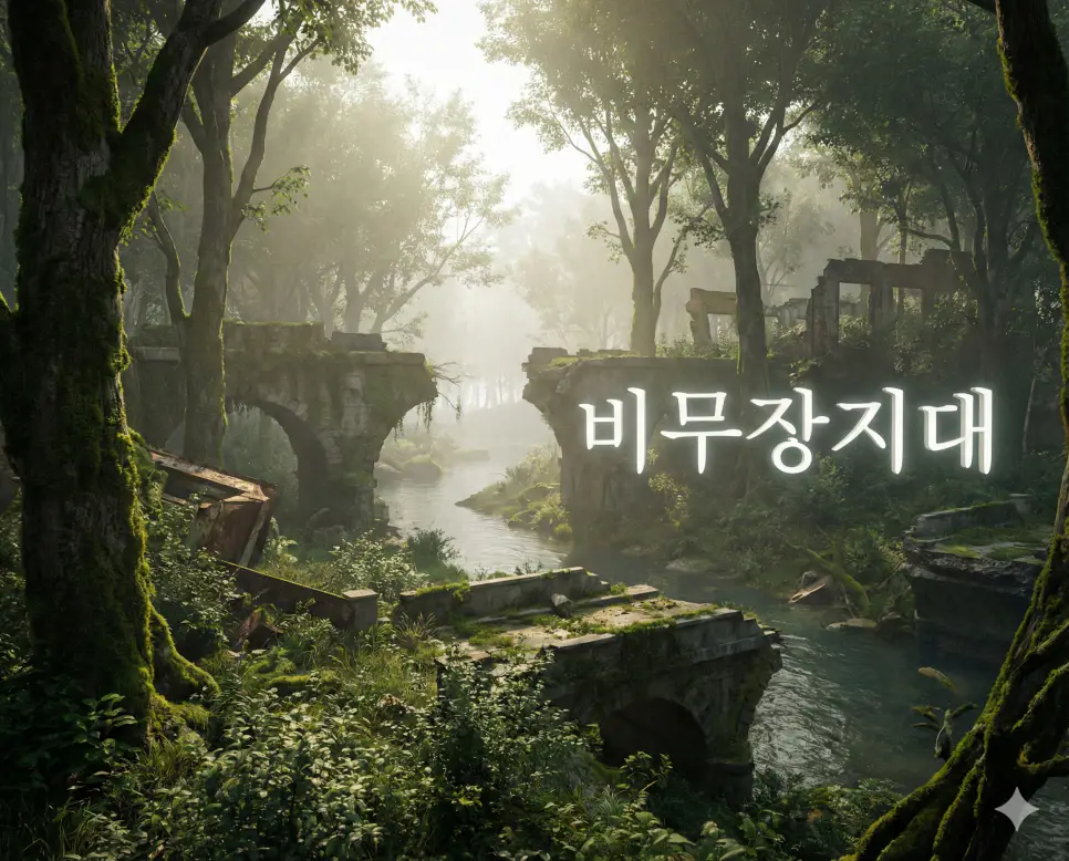 군사적 충돌을 막기 위해 설정된 완충 지대인 비무장지대의 평화로운 듯 긴장된 전경