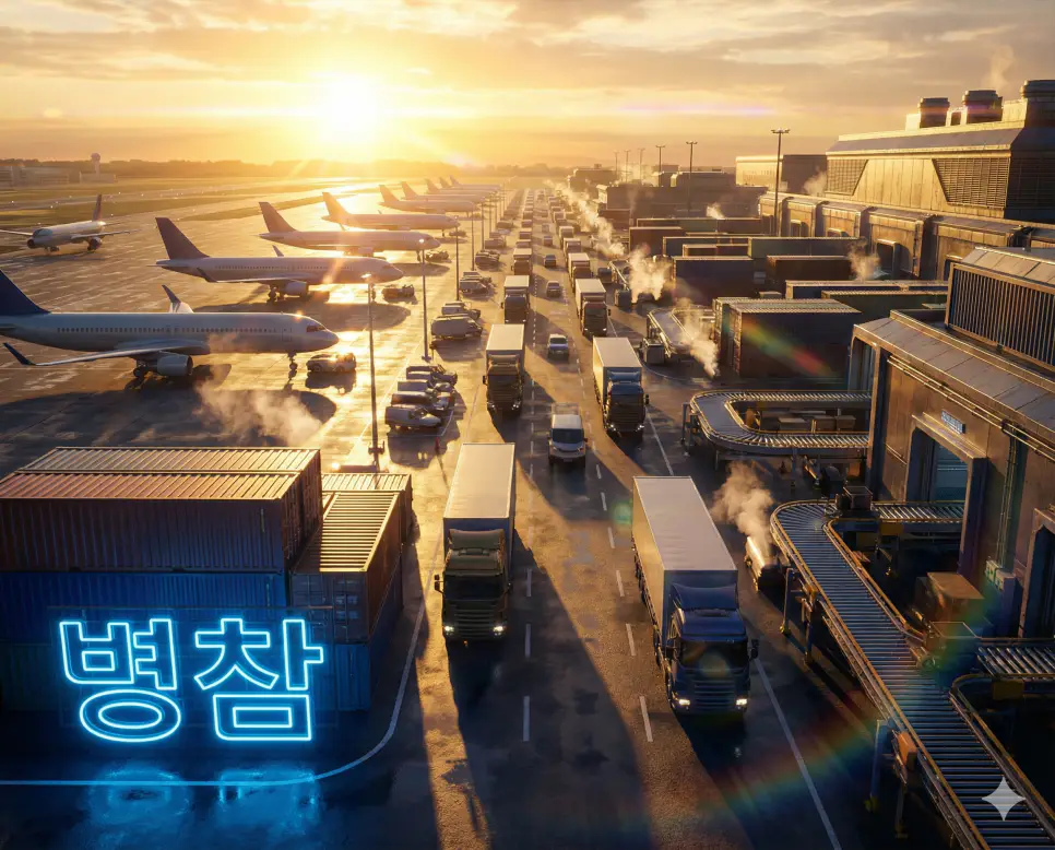 병참 뜻인 군사 작전이나 사업을 뒷받침하는 물자 보급과 지원 체계를 상징하는 이미지