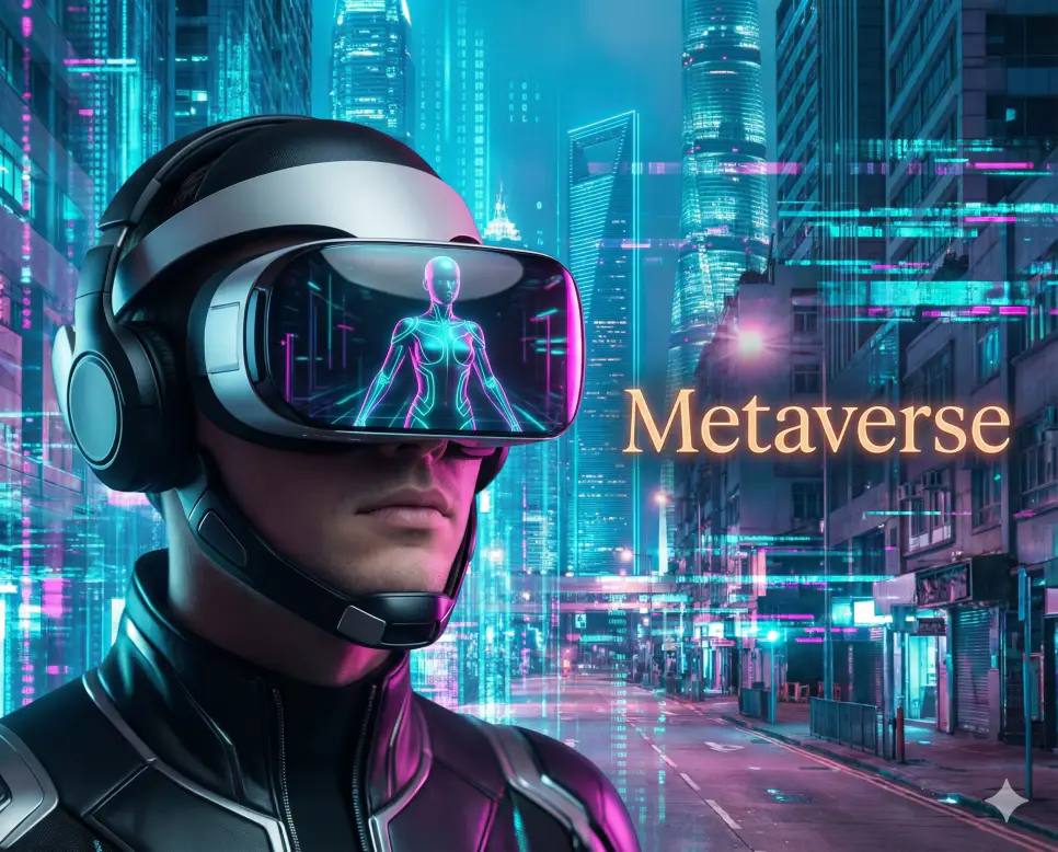 메타버스 뜻인 현실과 가상이 혼합된 3차원 가상 세계를 시각적으로 표현한 고화질 이미지