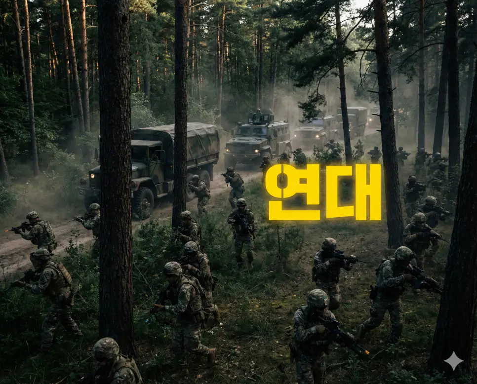 사단의 하부 조직이자 전술적 임무를 수행하는 군 부대 단위인 연대의 훈련 모습