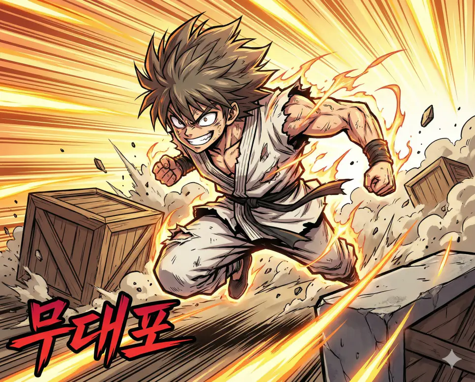 앞뒤 가리지 않는 무모함을 뜻하는 무대포 뜻과 저돌적인 모습을 표현한 애니메이션 이미지