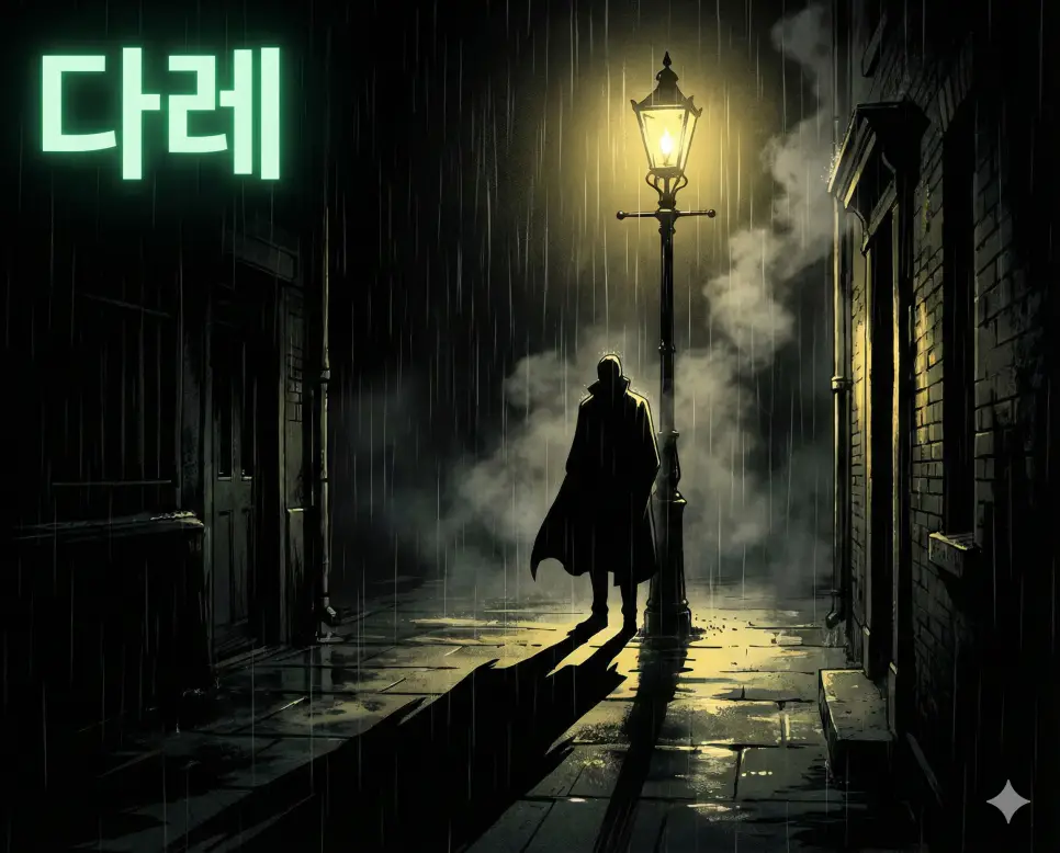 누구라는 의문을 나타내는 다레 뜻과 미스터리하고 긴장감 넘치는 분위기를 담은 진짜 일본 애니메이션 작화 스타일 이미지입니다.