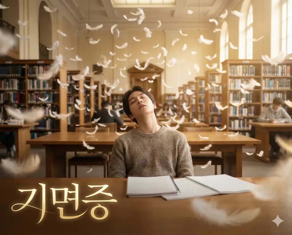 자신의 의지와 관계없이 갑작스럽게 깊은 잠에 빠져드는 수면 장애인 기면증을 묘사한 이미지