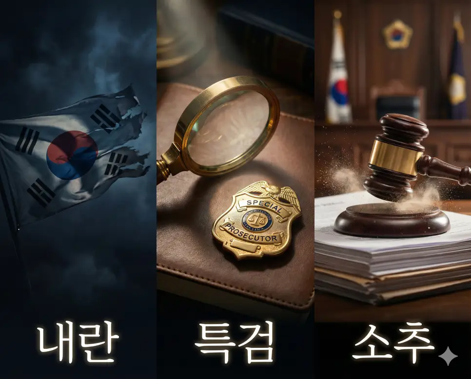 내란의 엄중함, 특검의 독립성, 소추의 절차를 통합적으로 보여주는 시각 자료