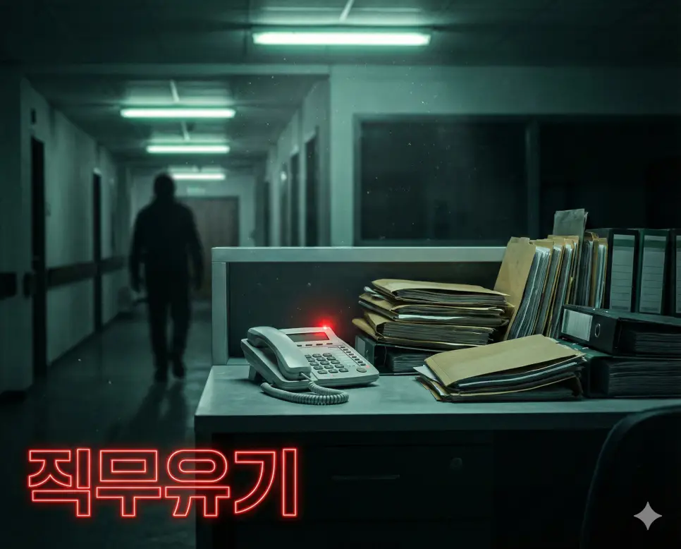 공무원이나 특정 보직의 사람이 정당한 이유 없이 자신의 임무를 수행하지 않는 직무유기 이미지