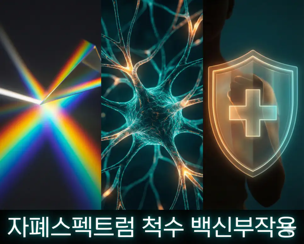 자폐스펙트럼의 이해, 척수의 기능, 백신부작용의 주의점을 통합적으로 보여주는 시각 자료