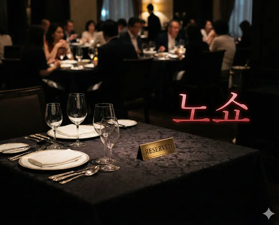 노쇼 뜻을 상징하는 예약석임에도 주인을 찾지 못해 공허함이 감도는 레스토랑의 빈 테이블을 담은 고화질 사진