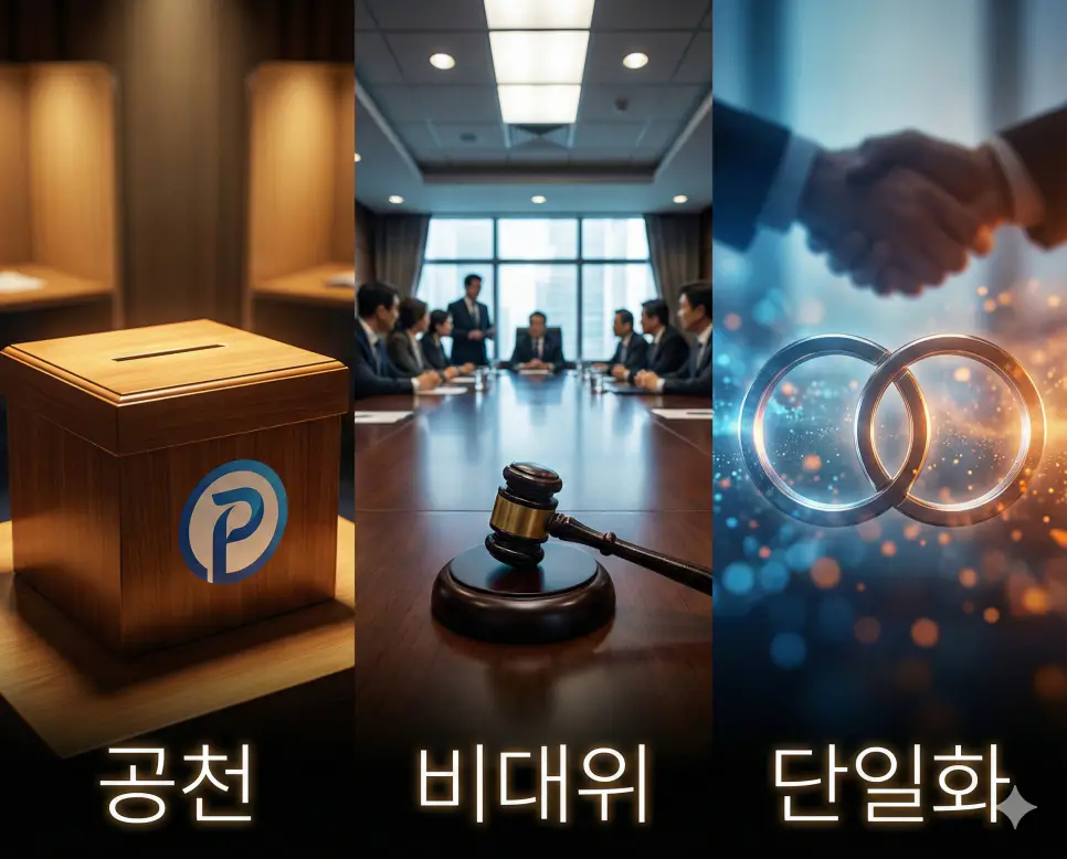 공천의 선발, 비대위의 수습, 단일화의 통합을 입체적으로 보여주는 시각 자료