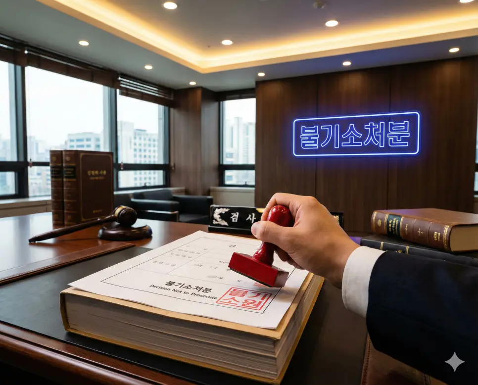 검사가 사건을 수사한 결과 재판에 넘기지 않고 사건을 종결하는 결정인 불기소처분 이미지