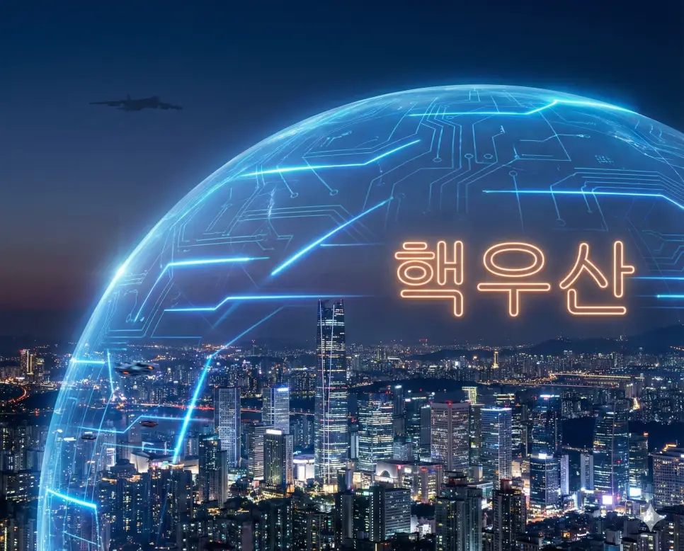 핵우산 뜻인 핵무기 비보유국이 핵보유국의 억제력에 의존하여 자국의 안전을 도모하는 상태를 시각화한 실사 이미지