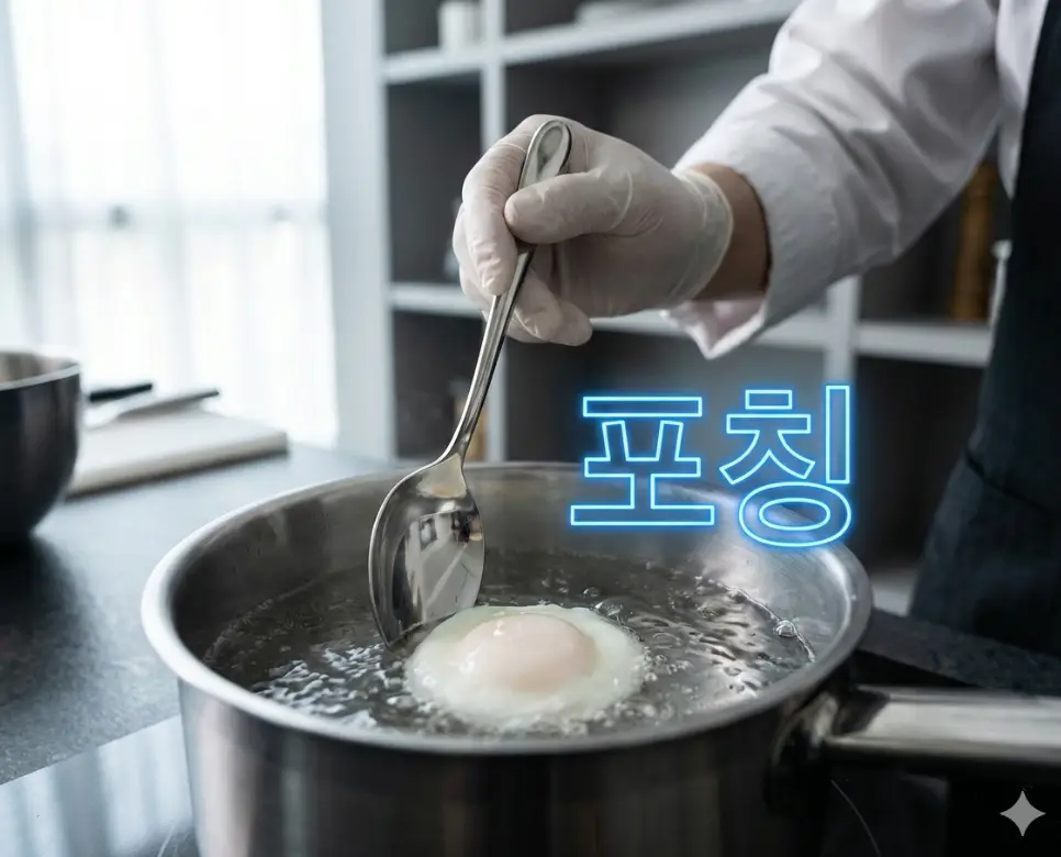 포칭 뜻이 담긴 부드러운 온도에서 재료의 형태와 질감을 살려 조리하는 섬세한 미식의 순간