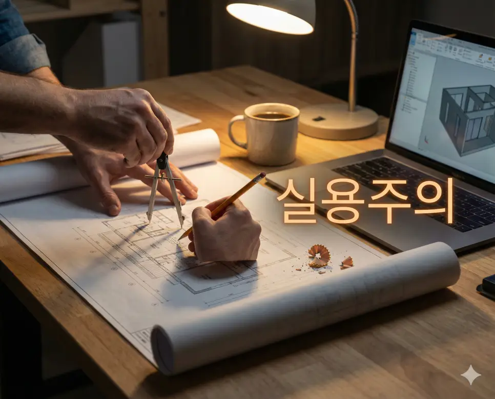 실용주의 뜻인 실제적인 결과와 유용성을 진리의 기준으로 삼아 현실적으로 문제를 해결하려는 태도를 시각화한 실사 이미지