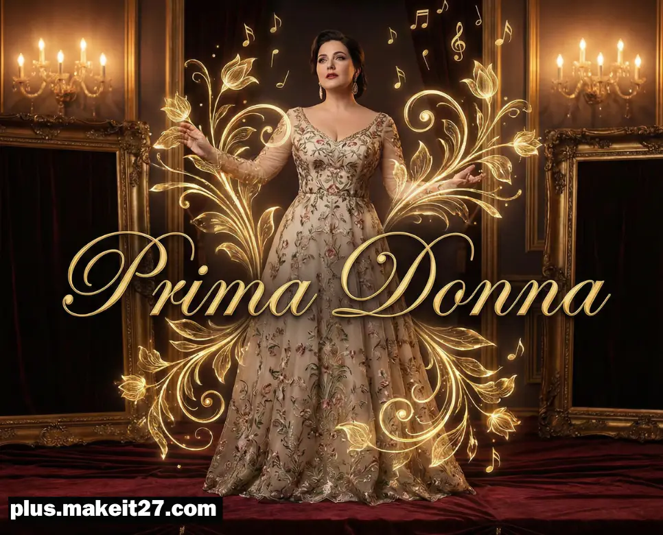 아르누보 스타일로 예술적인 감성을 담아 표현한 프리마돈나 일러스트 로고 이미지