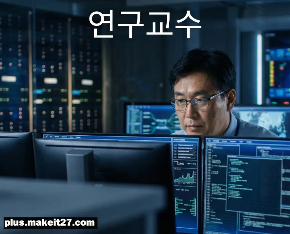 학문적 탐구에 매진하는 연구교수의 모습과 현대적인 디자인