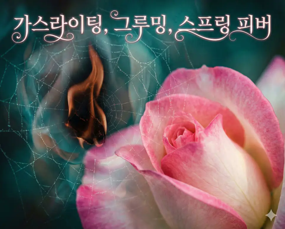 스라이팅의 어둠, 그루밍의 경계, 스프링 피버의 밝음을 한 장의 예술적인 프레임에 담아낸 심리와 감성 종합 이미지