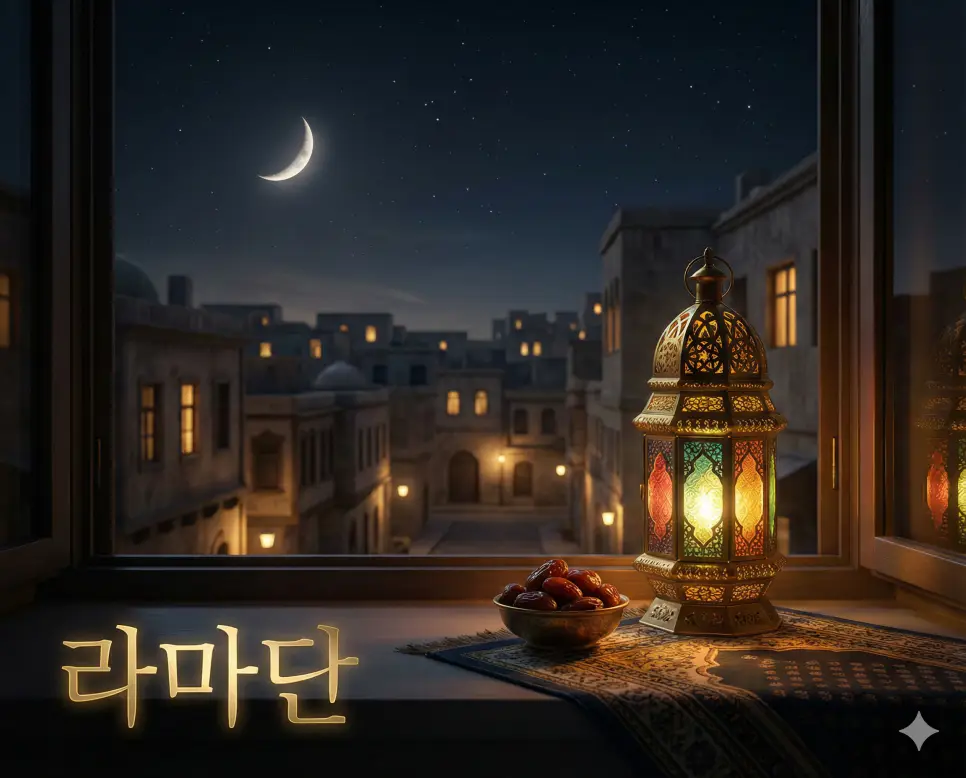 이슬람교에서 한 달 동안 해가 뜰 때부터 질 때까지 금식하는 신성한 기간인 라마단 이미지