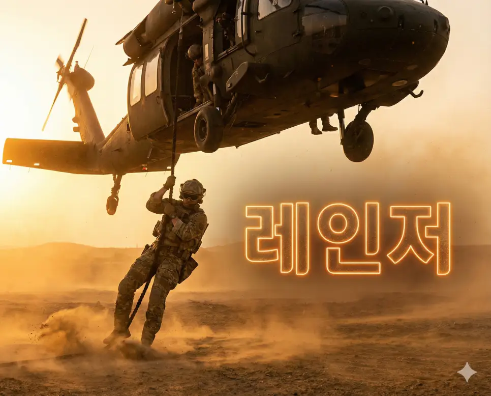 레인저 뜻인 미 육군의 정예 경보병 특수전 부대의 역동적인 작전 모습을 담은 이미지