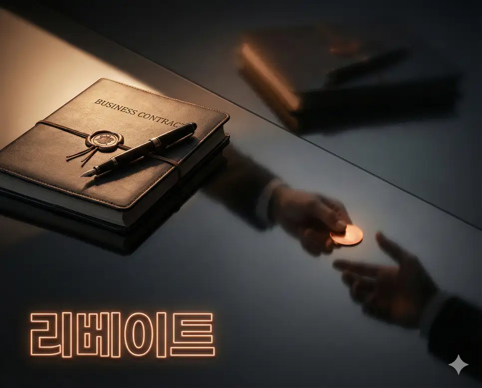 리베이트 뜻인 지불한 대금의 일부를 되돌려 받는 은밀한 거래를 상징화한 감각적인 이미지